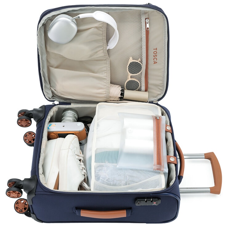 Tosca Park Avenue 3 Piece Luggage Set Navy Tan