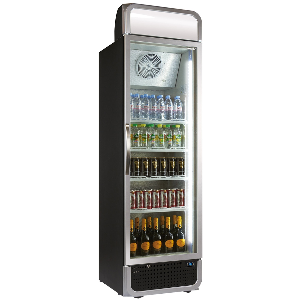 Husky 410 SingleLtr. Glass BlackDoor display Refrigerator -C5PRO-H-BLK-AU-HU