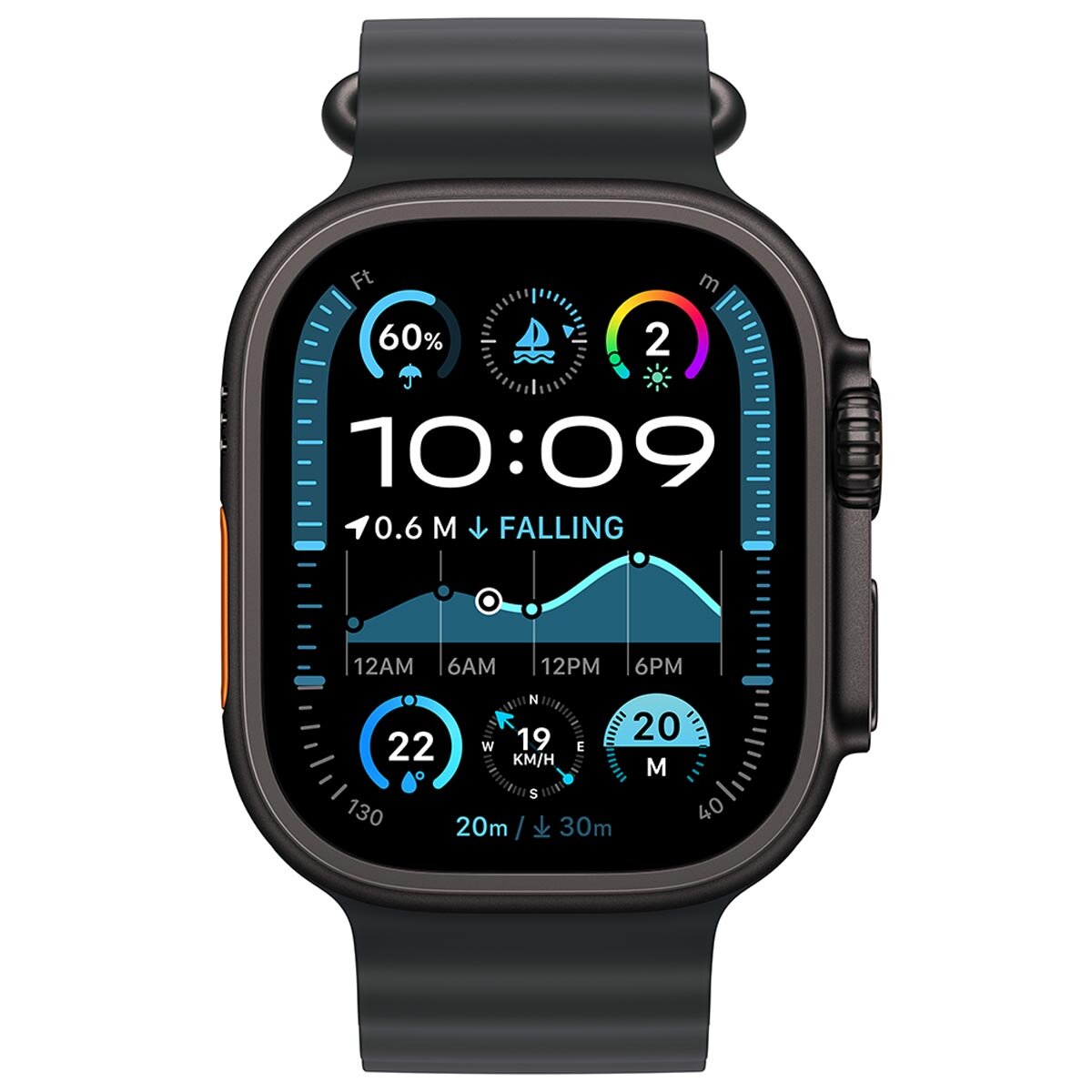 Apple Watch Ultra 2 GPS + Cellular 49mm Black Titanium Case With Black Ocean Band