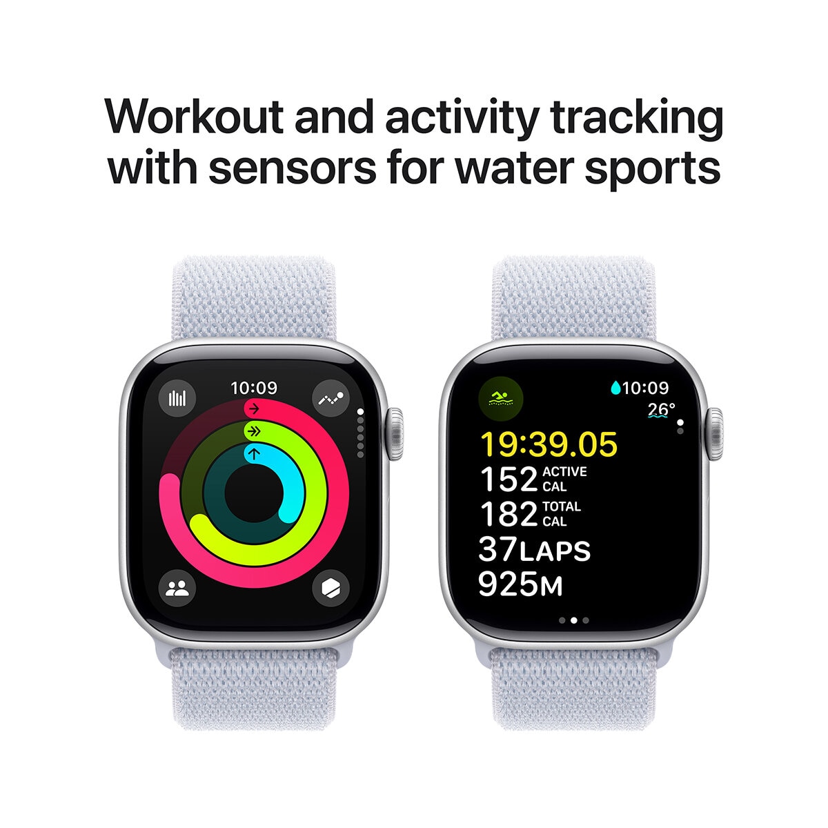 Apple Watch Series 10 GPS 42mm Silver Aluminium Case with Blue Cloud Sport Loop