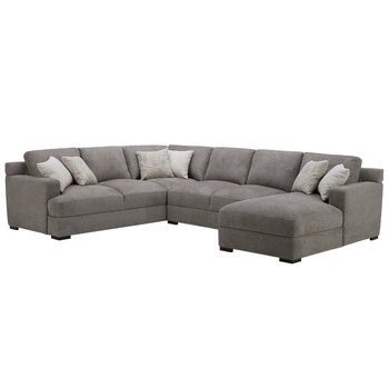 Gilman Creek 4 Piece Fabric Sectional With Ottoman And 6 Pillows