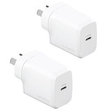 Cygnett Powerplus 25W USB-C Wall Charger Twin Pack White CY5173PDWCH
