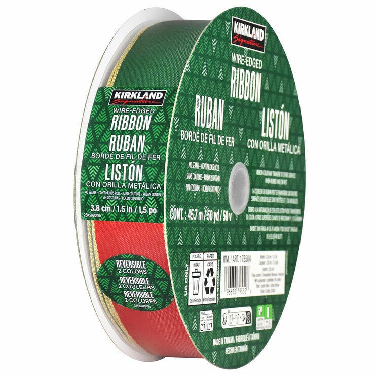 Kirkland Signature Wire Edged Holiday Ribbon 45.7m Kirkland Signature Wire Edged Holiday Ribbon 45.7m