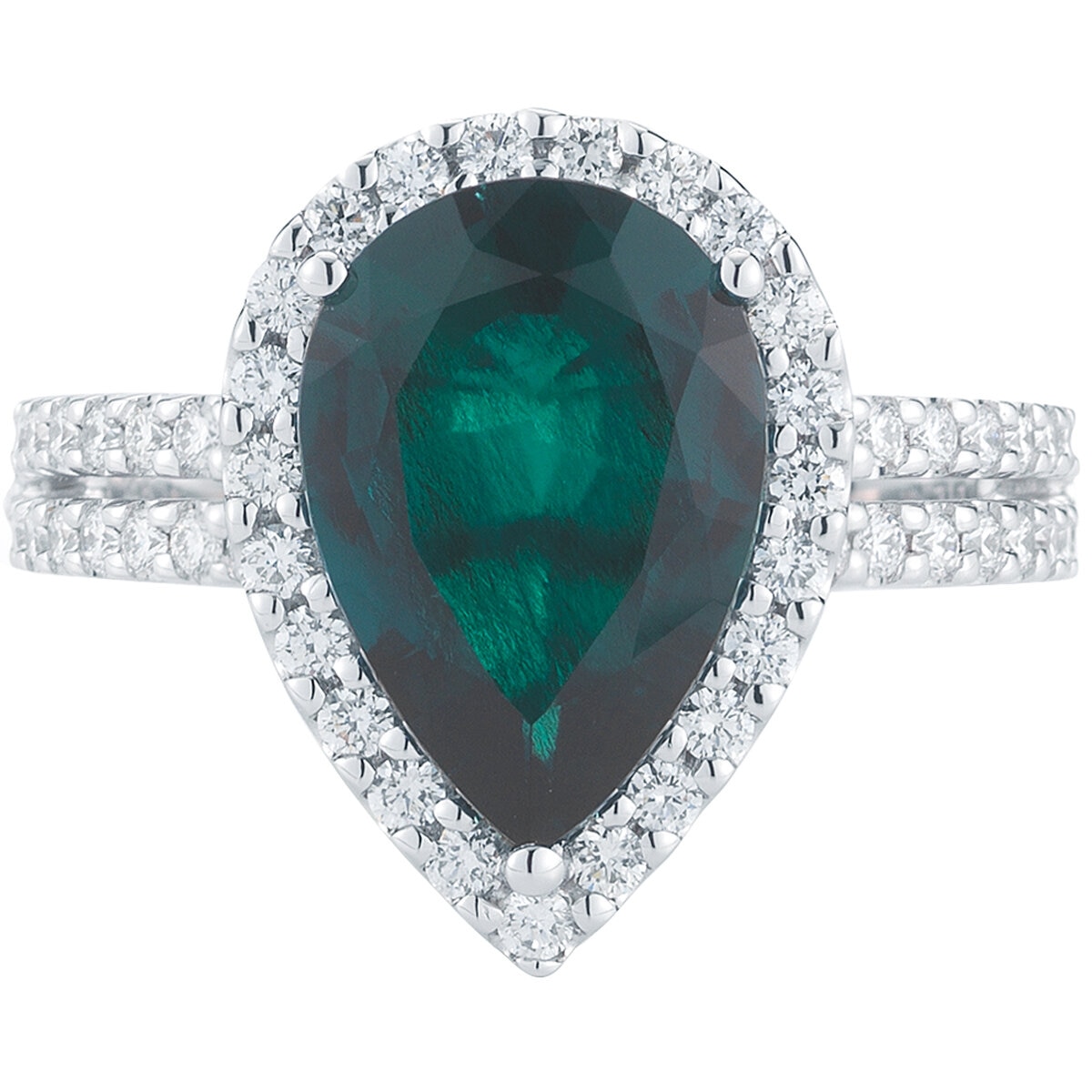 18KT White Gold 0.58ctw Diamond Lab Emerald Ring