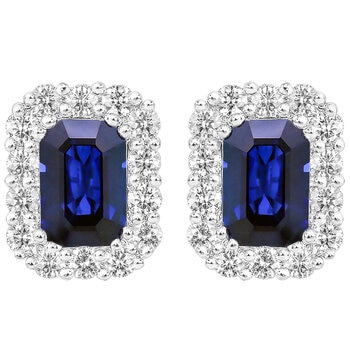 18KT White Gold 0.40ctw Diamond Sapphire Centre Earrings