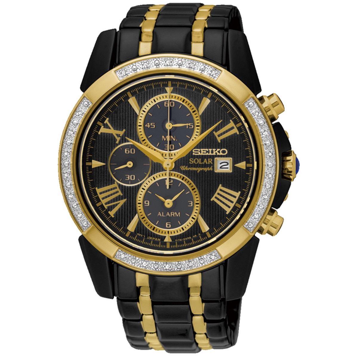 Arriba 33+ imagen black and gold seiko mens watch