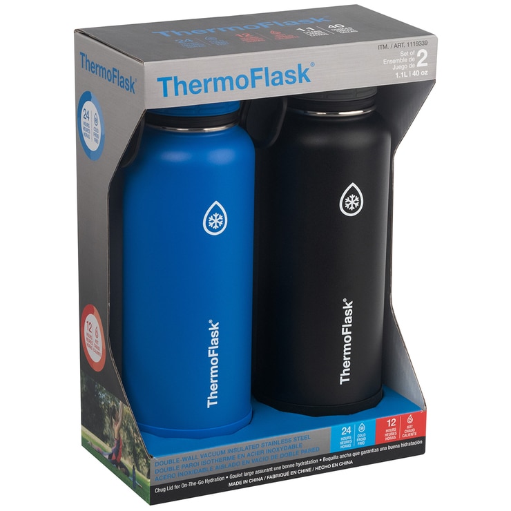 ThermoFlask DoubleWall Vacuum Insulated Stainless Steel Bottle 1.1L