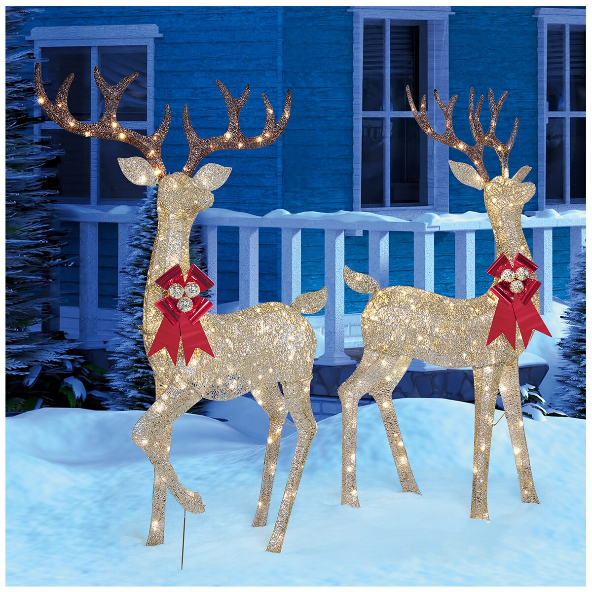 5 Foot Gold Champagne Buck Deer Display Outdoor Christmas Yard Lawn Decoration 