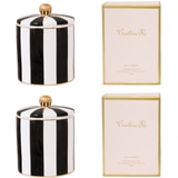 Cristina Re Candles 2pk - Vanilla Macaron (Ebony & Ivory Stripe)