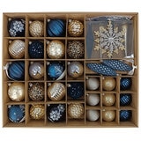 CGH Holiday Ornament Assortment 80 Piece Set Blue White And Silver