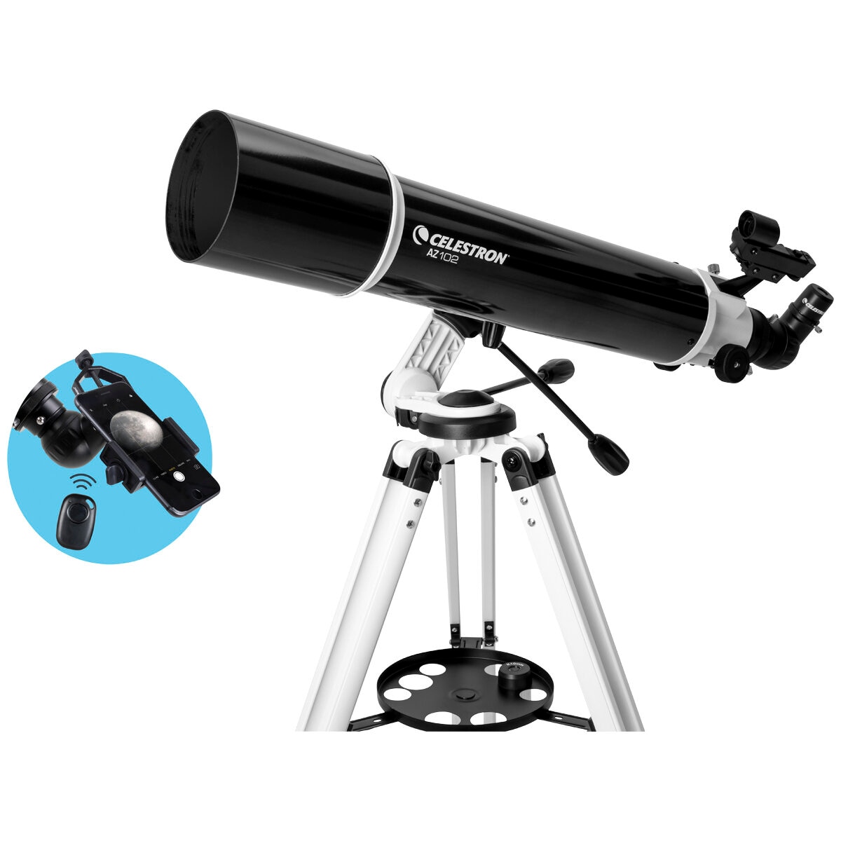 Celestron AZ 102 Telescope with Smartphone Adapter and Bluetooth/