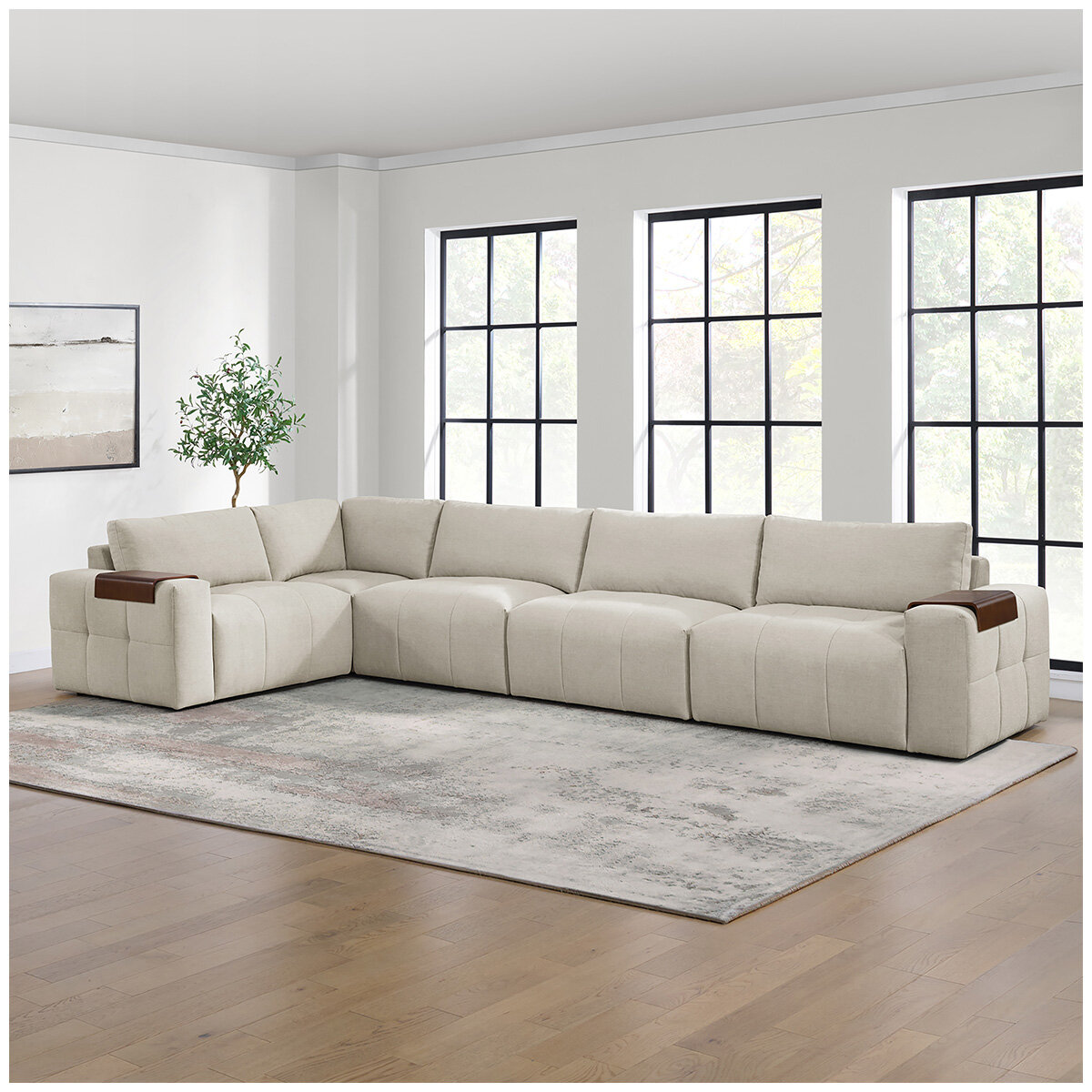 Aiden & Ivy Fabric Stationary Modular Sectional 6 Piece