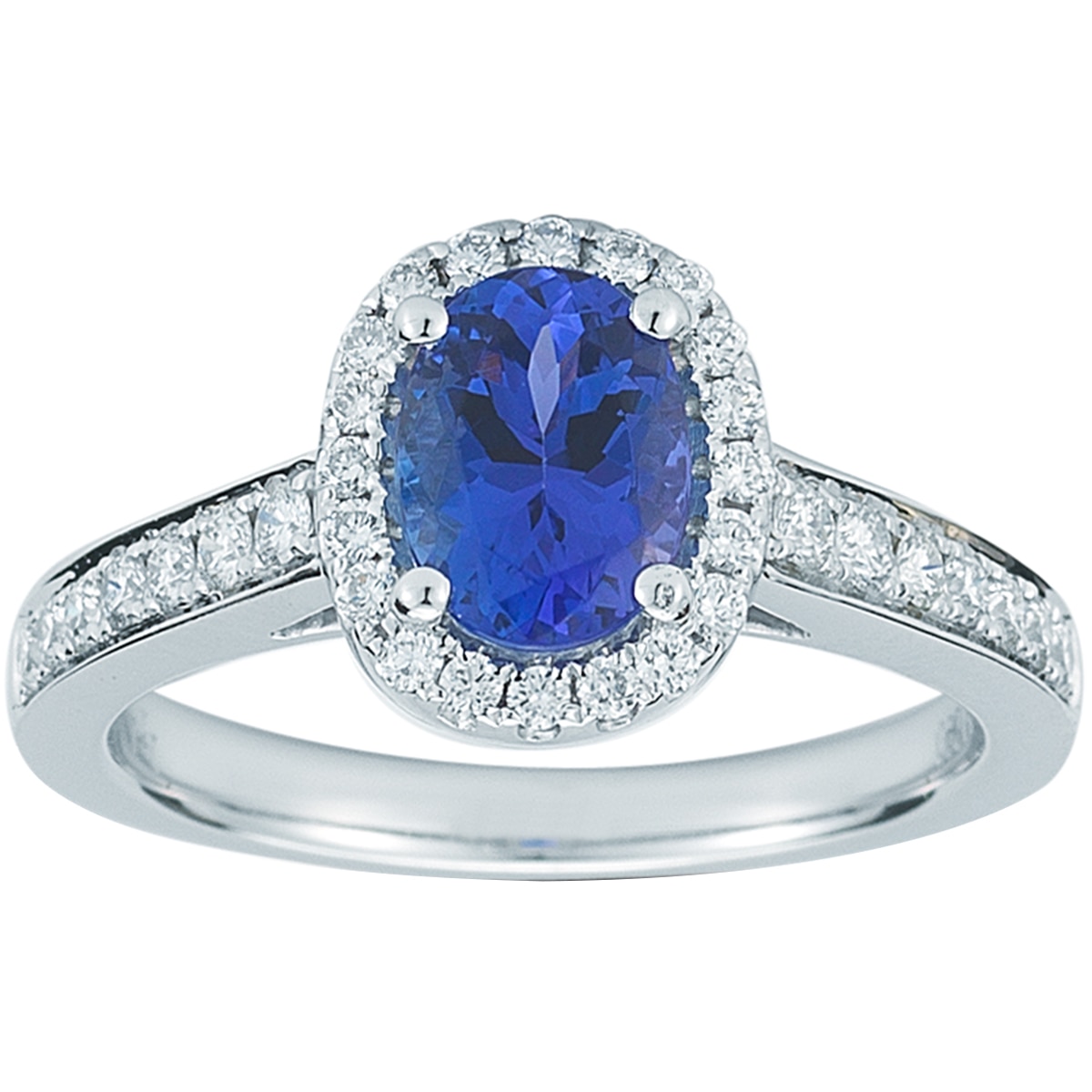 0.42ctw Diamond with Blue Sapphire Oval Ring