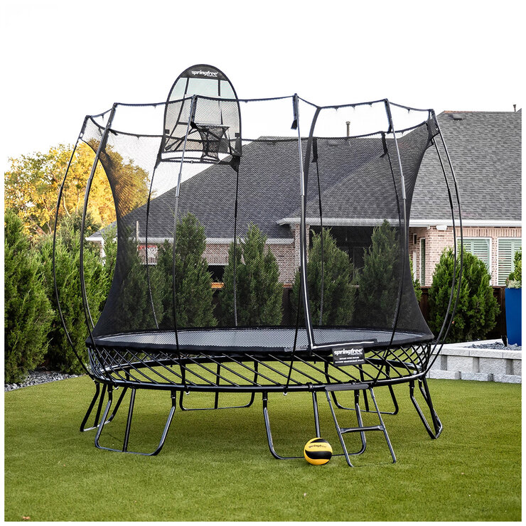 Springfree All Black 3M Medium Round Trampoline Bundle