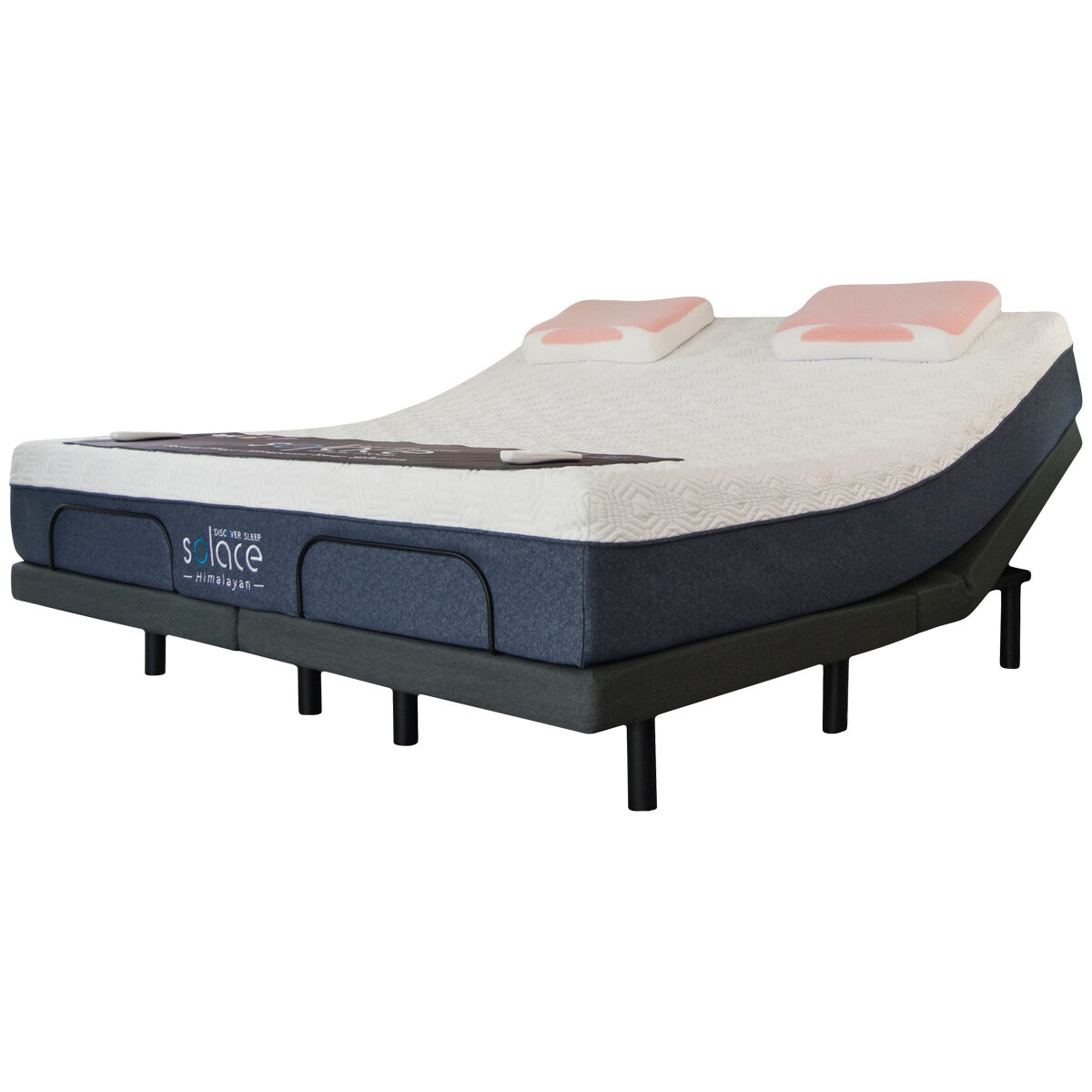 Solace Himalayan Mattress + Better Sleep Adjustable Base Full King Charcoal Grey