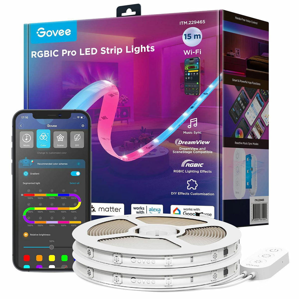 Govee RGBIC Pro LED Strip Lights 15M H619DED1 Govee RGBIC Pro LED Strip Lights 15M H619DED1