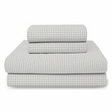 Boutique Living Cotton Flannel Sheet Set King Single 3 Piece Black And White Broken Stripe Check