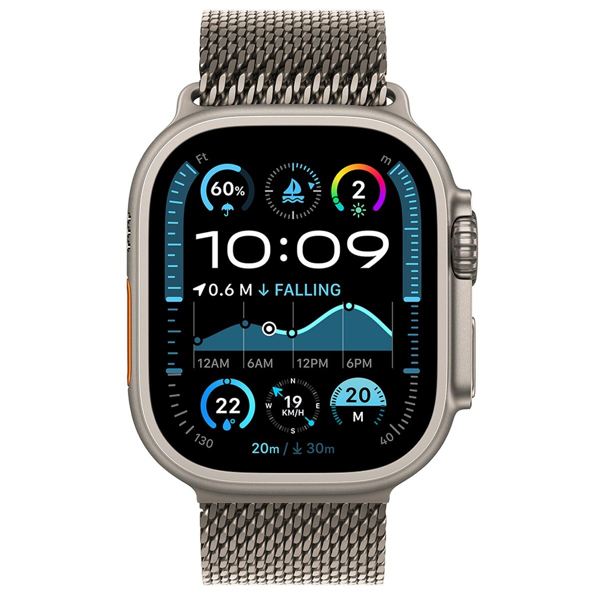 Apple Watch Ultra 2 GPS + Cellular 49mm Natural Titanium Case With Natural Titanium Milanese Loop L