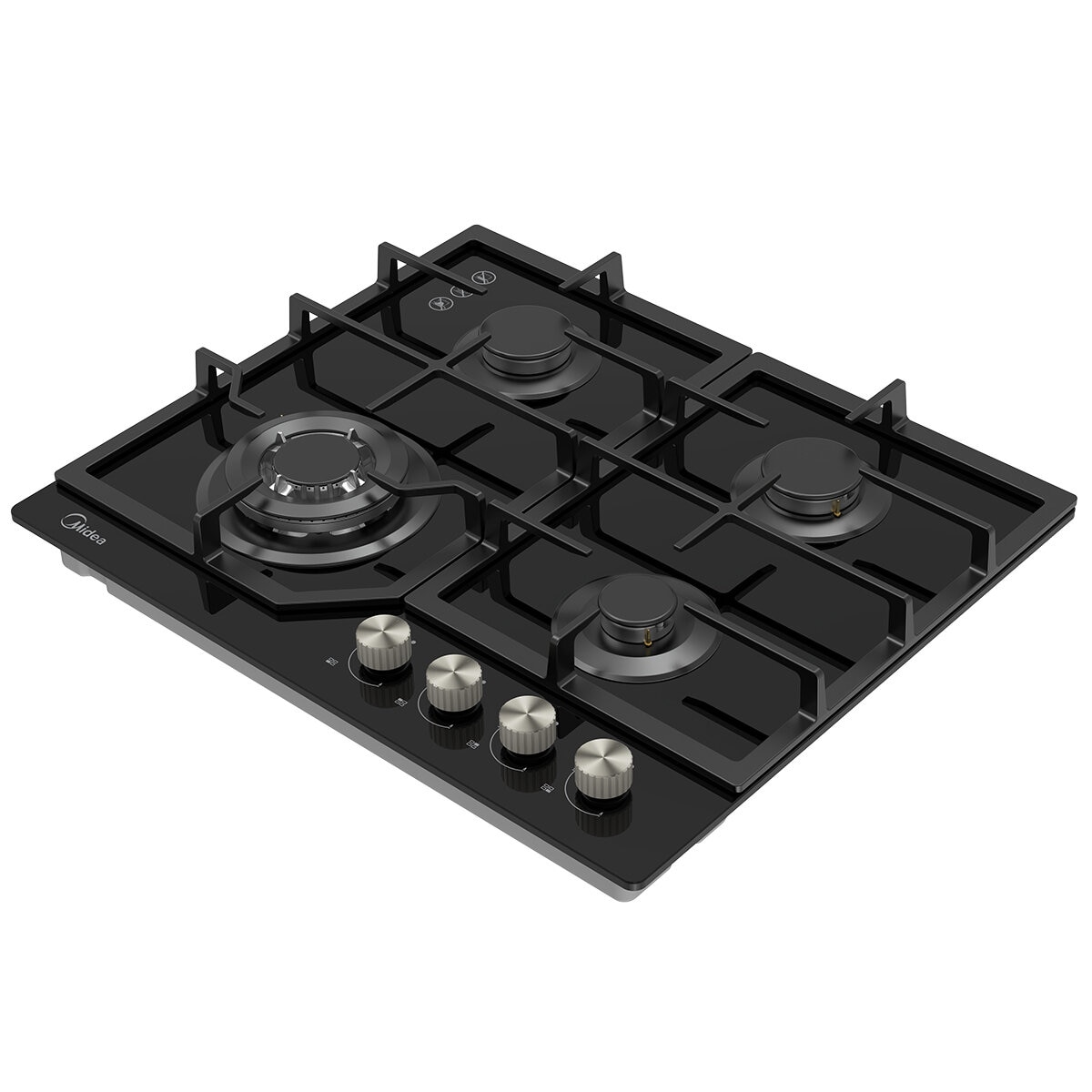 Midea 60cm Black Glass Gas Cooktop Black MCG601GBL
