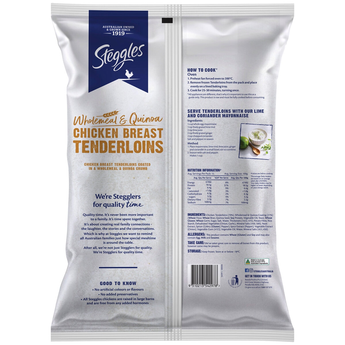 Steggles Wholemeal and Quinoa Breast Tenderloins 1.5kg