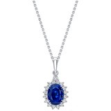 0.25ctw Diamond with Oval Sapphire Pendant