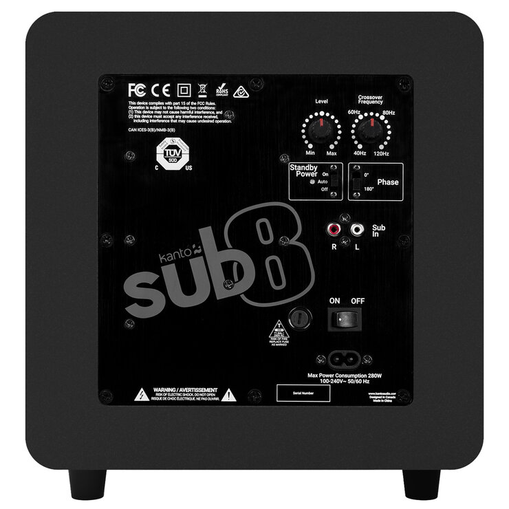 Kanto SUB8 300W 8 Inch Sealed Powered Subwoofer Matte Black KO-SUB8VMB-I Kanto SUB8 300W 8 Inch Sealed Powered Subwoofer Matte Black KO-SUB8VMB-I