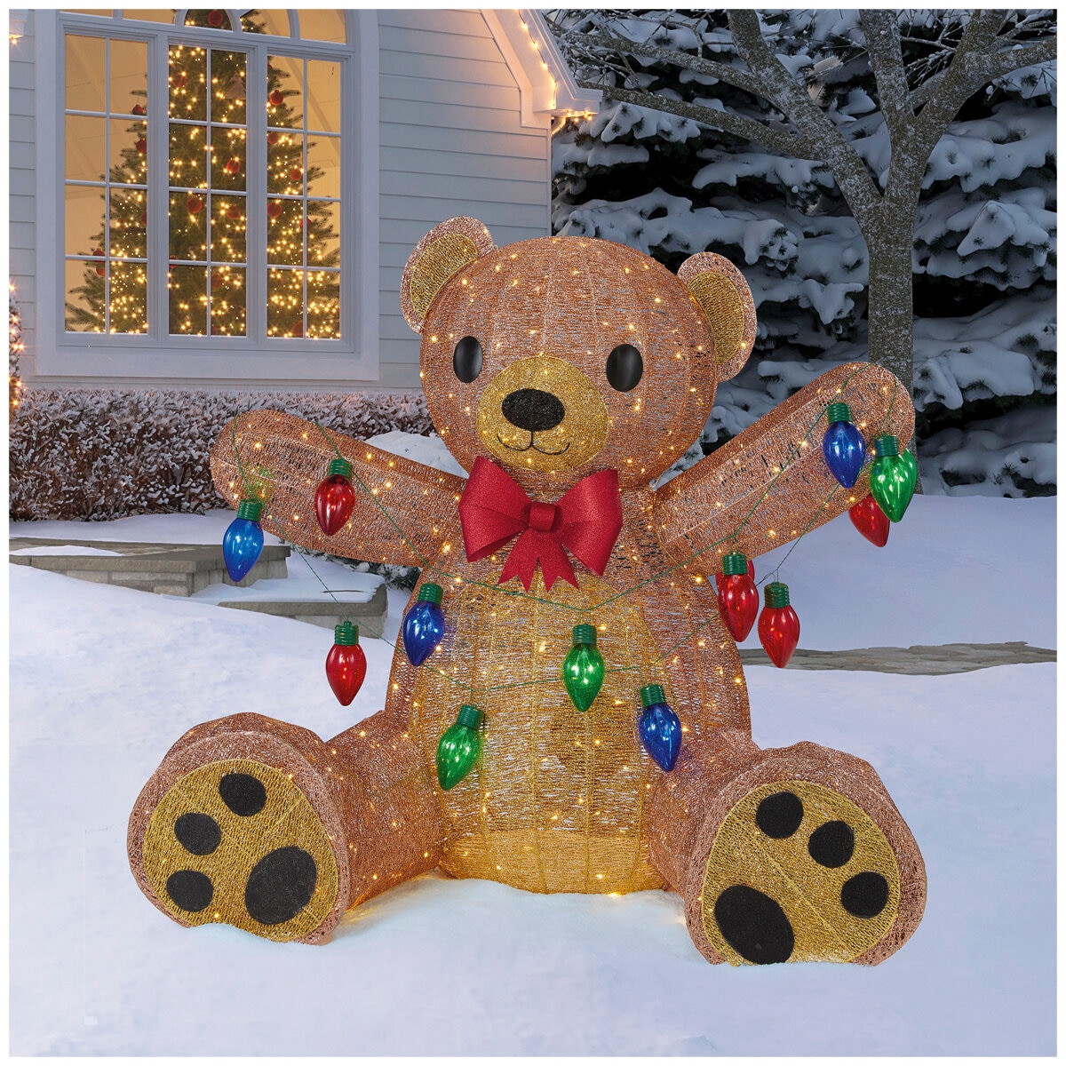 Glitter Stringmesh Bear With C Bulbs And 450 Led Lights 1.5 Metres