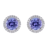 0.21ctw Diamond with Round Tanzanite Earrings