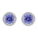 0.21ctw Diamond with Round Tanzanite Earrings