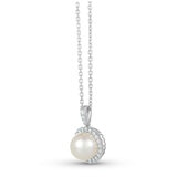 18KT WG 0.15CTW Diamond Pearl Pendant