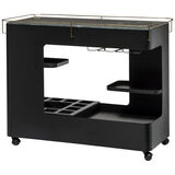 Wine Stash Black & Gold Bar Cart with Marble Top