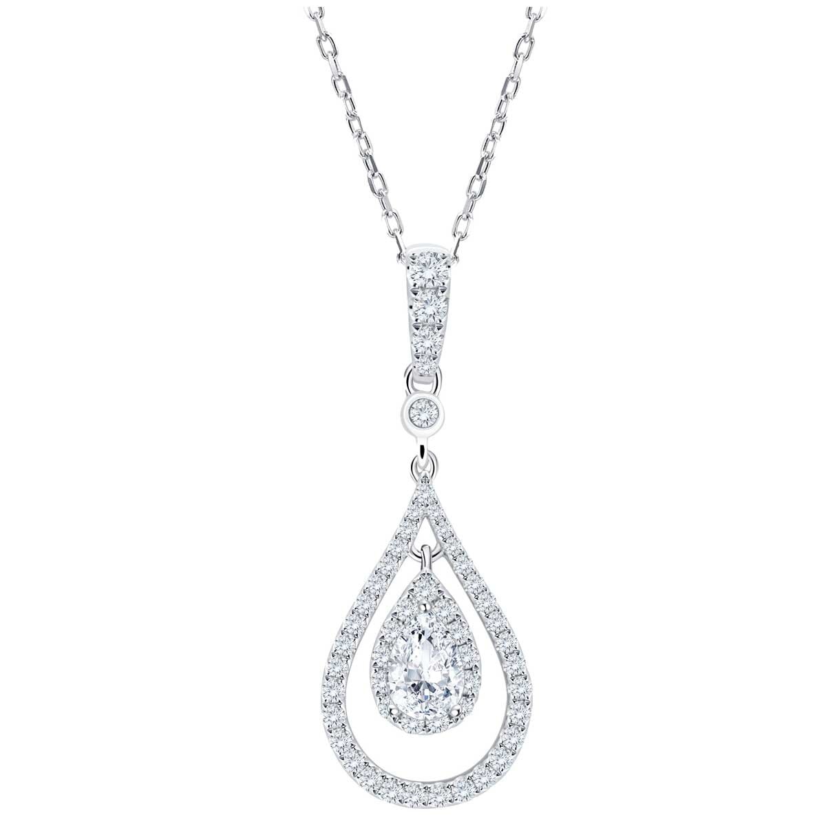 18KT White Gold 0.85ctw Diamond Teardrop Pendant