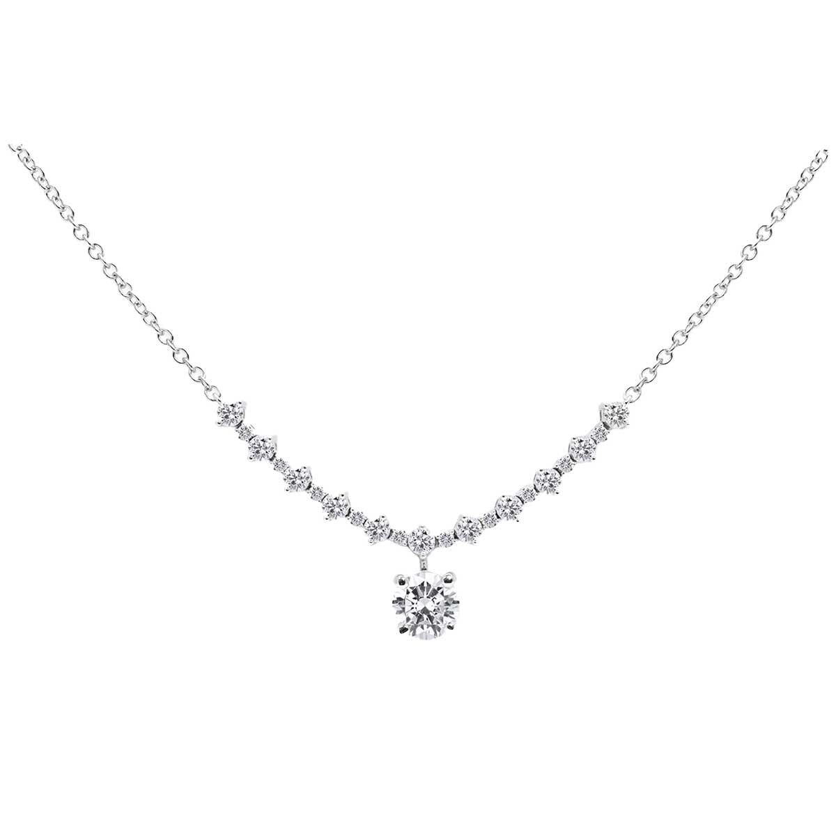 18KT White Gold 1.60ctw Round Diamond Necklace