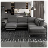 Valencia Pista Leather Reclining Sectional Lounge Right Chaise Grey Valencia Pista Leather Reclining Sectional Lounge Right Chaise Grey