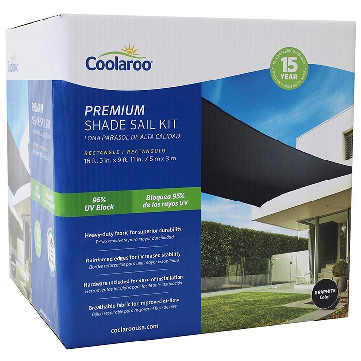 Coolaroo Rectangle Shade Sail Kit Graphite Costco Australia