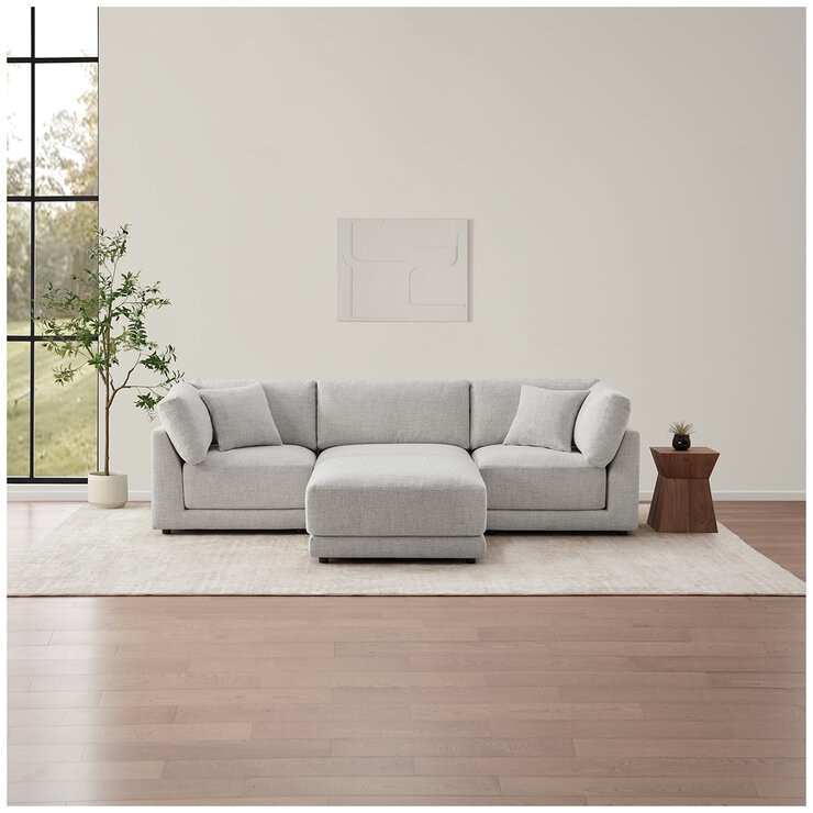 Aiden & Ivy 4 Piece Fabric Modular Sofa With 2 Pillows