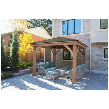Yardistry 3.68M x 3.68M Wood Gazebo With Aluminium Roof