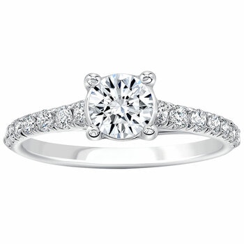 18KT White Gold 1.03ctw Round Brilliant Cut Diamond With 0.70ctw Centre Bridal Ring