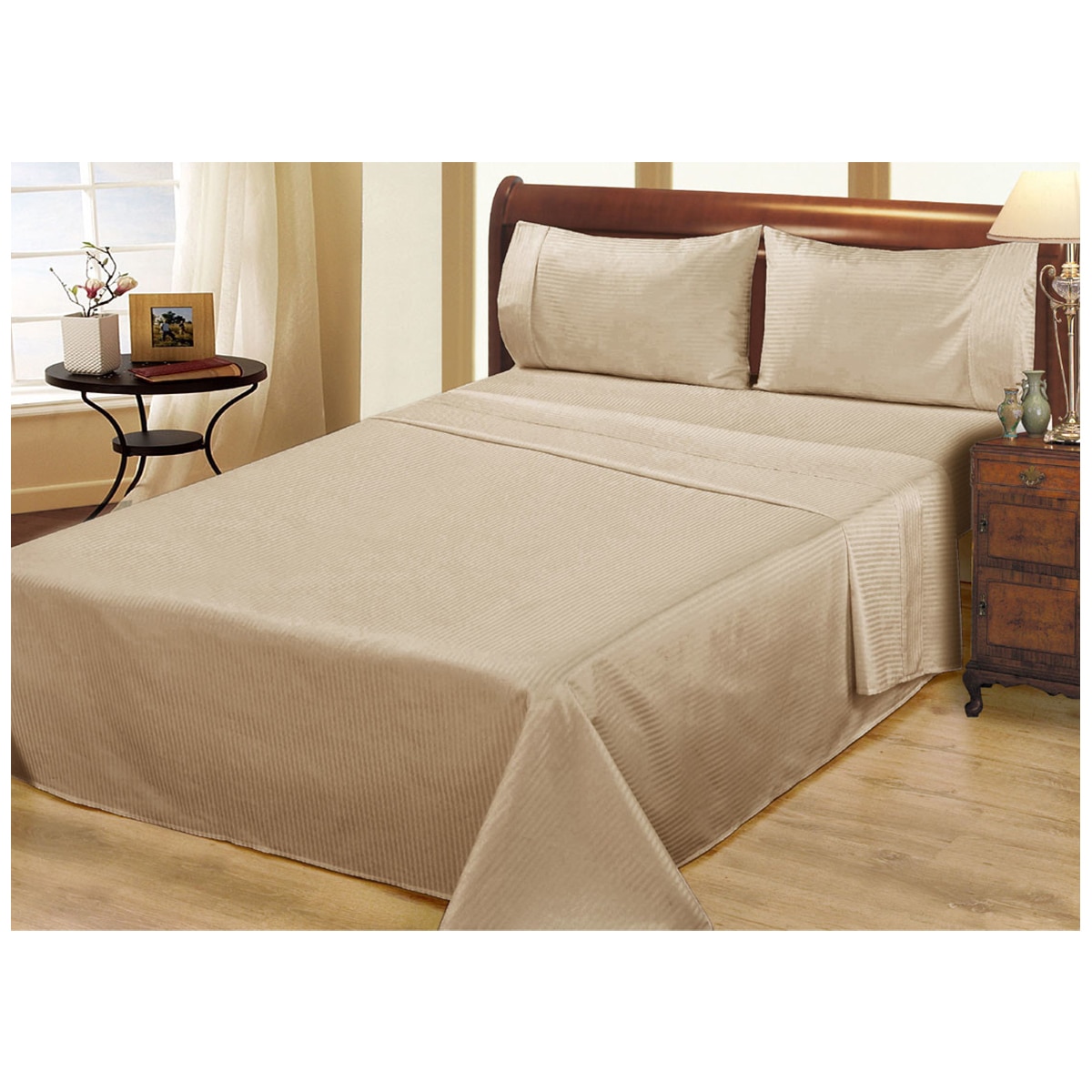 Ramesses 1000 Thread Count Pima Cotton Narrow Stripe King Sheet Set Linen