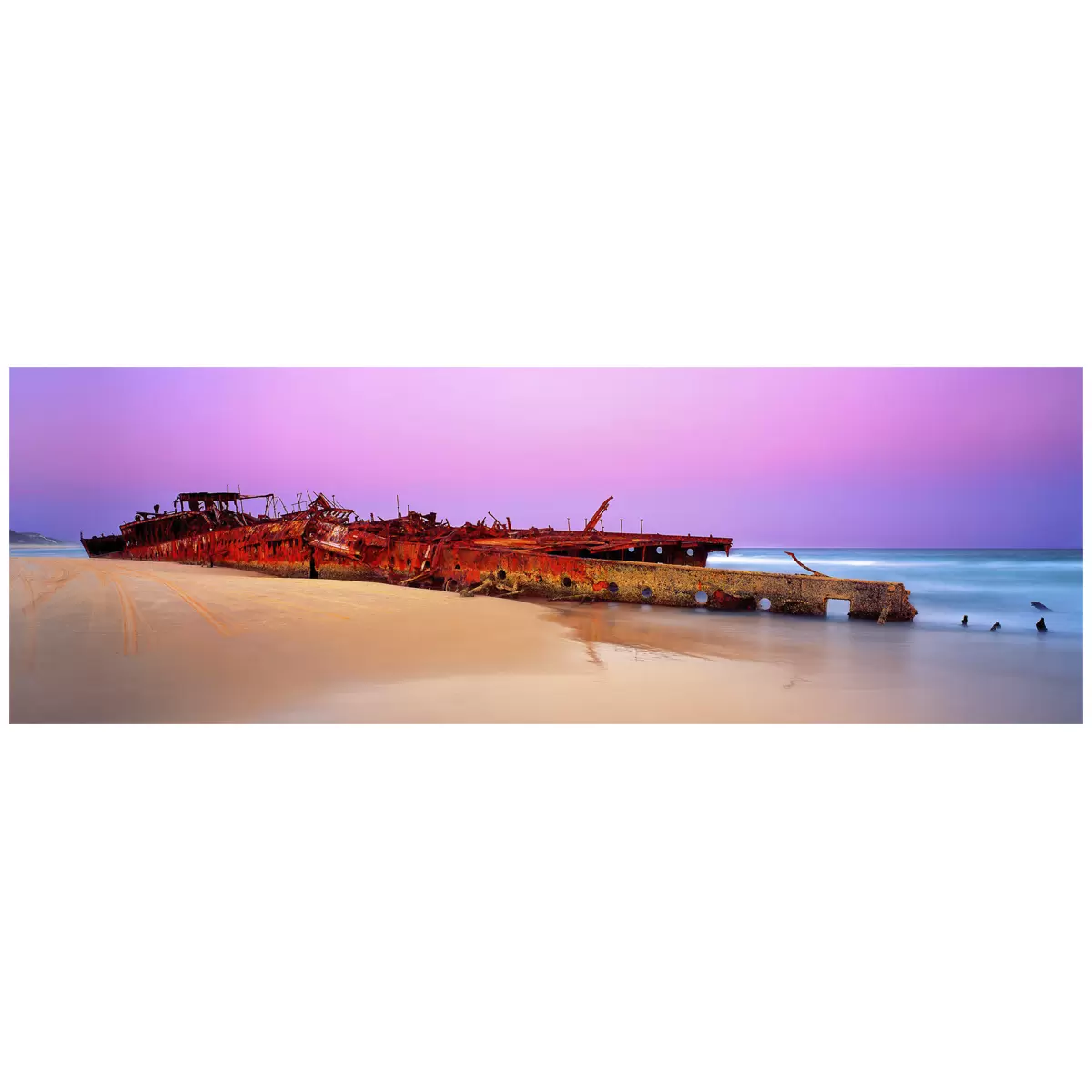 Ken Duncan 40 Maheno Wreck, Fraser Is Framed Print White