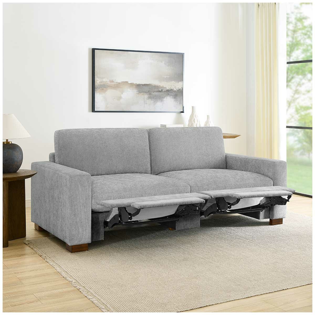 Henredon Fabric Sofa with 2 Power Footrests