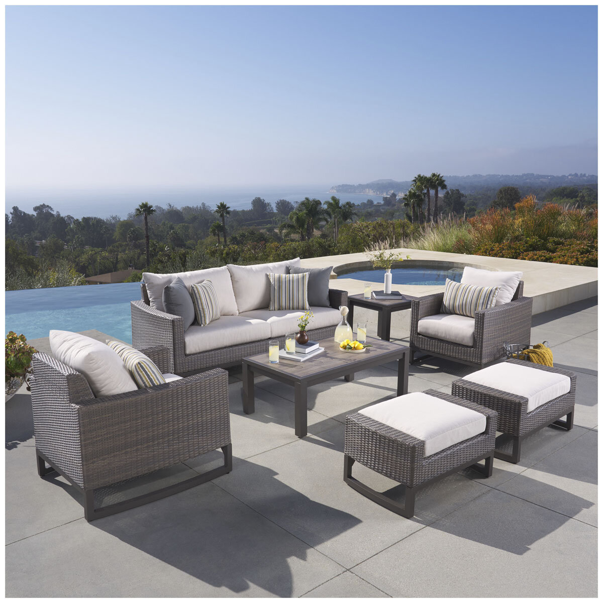 Milea 7 Piece Outdoor Seating Set Brown