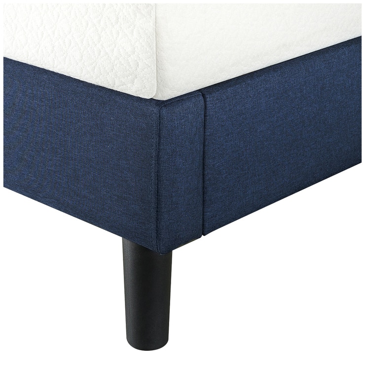 Blackstone Upholstered Square Stitched Platform Double Bed Navy