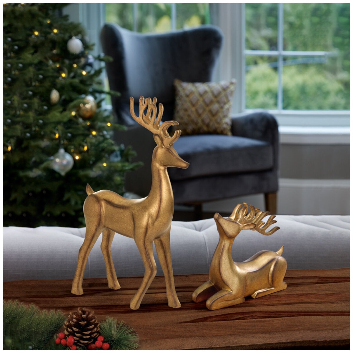 Resin Tabletop Deer Set 2 Piece Resin Tabletop Deer Set 2 Piece