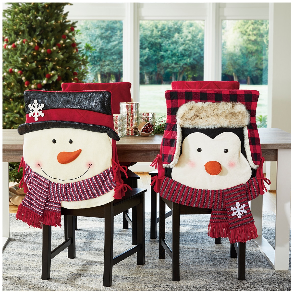 Holiday Chair Covers Set of 2 Snowman & Penguin Costco