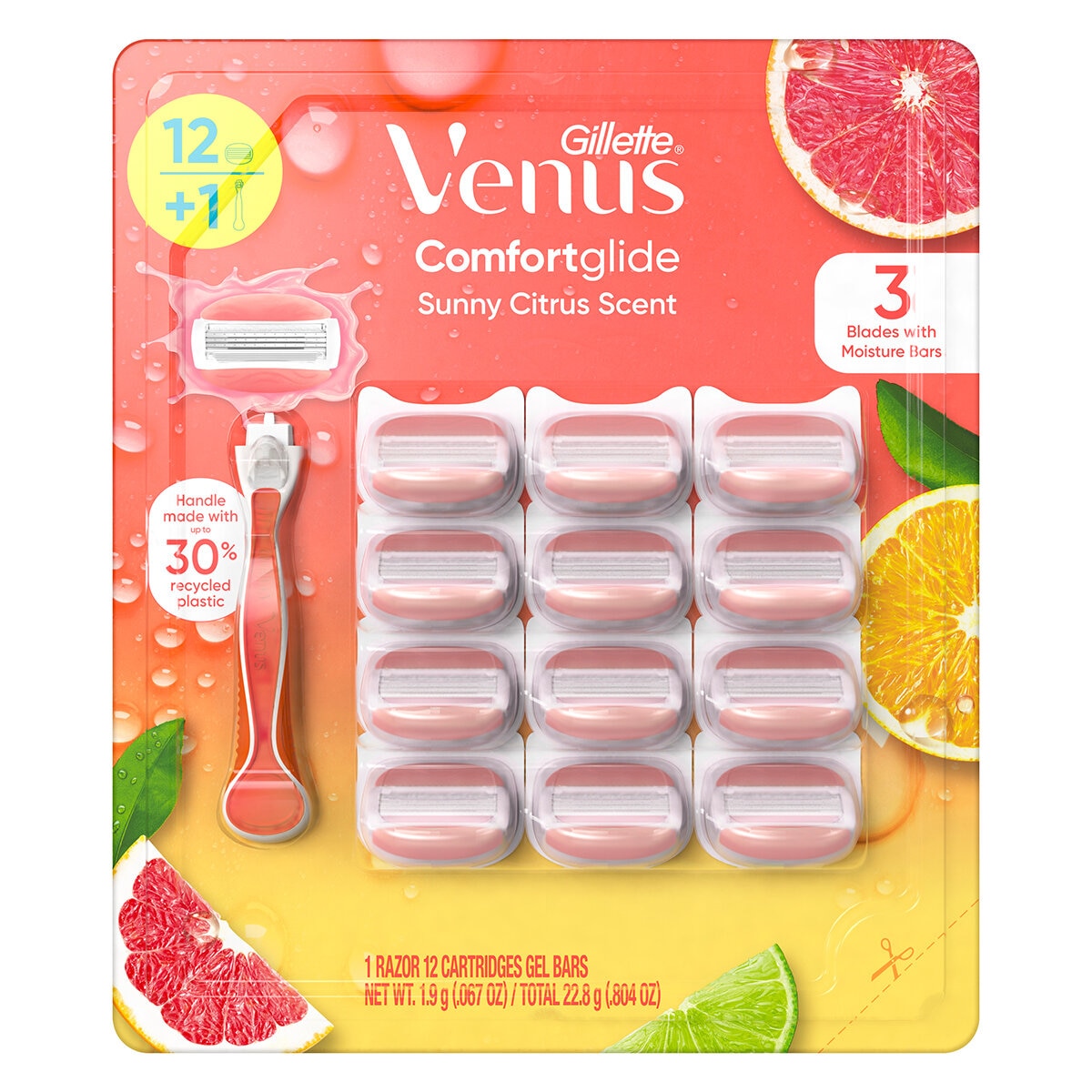 Gillette Venus Comfortglide Razor & 12 Refill Blades