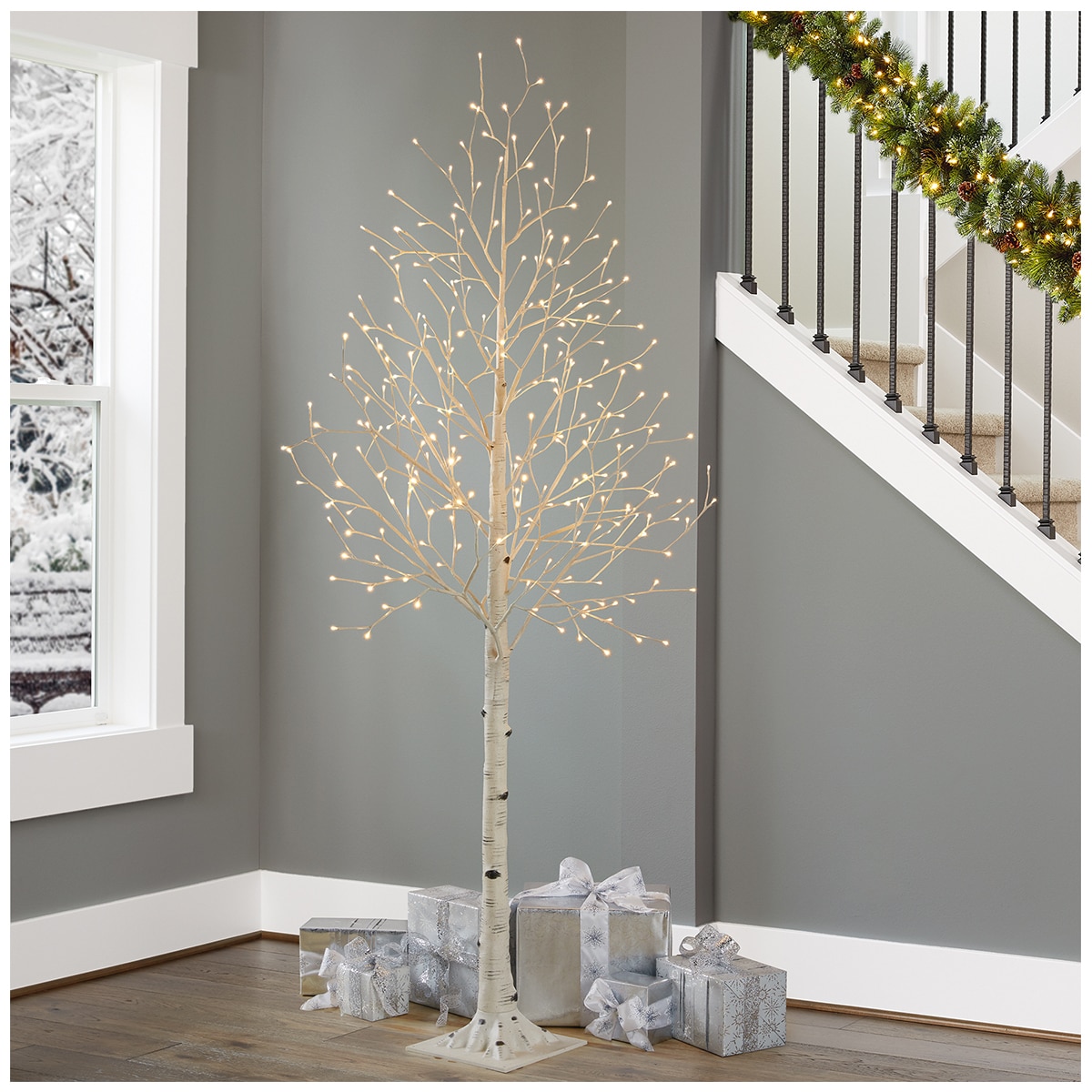 213cm Faux Birch Twig Tree with 280 Warm White LED Lights Costco