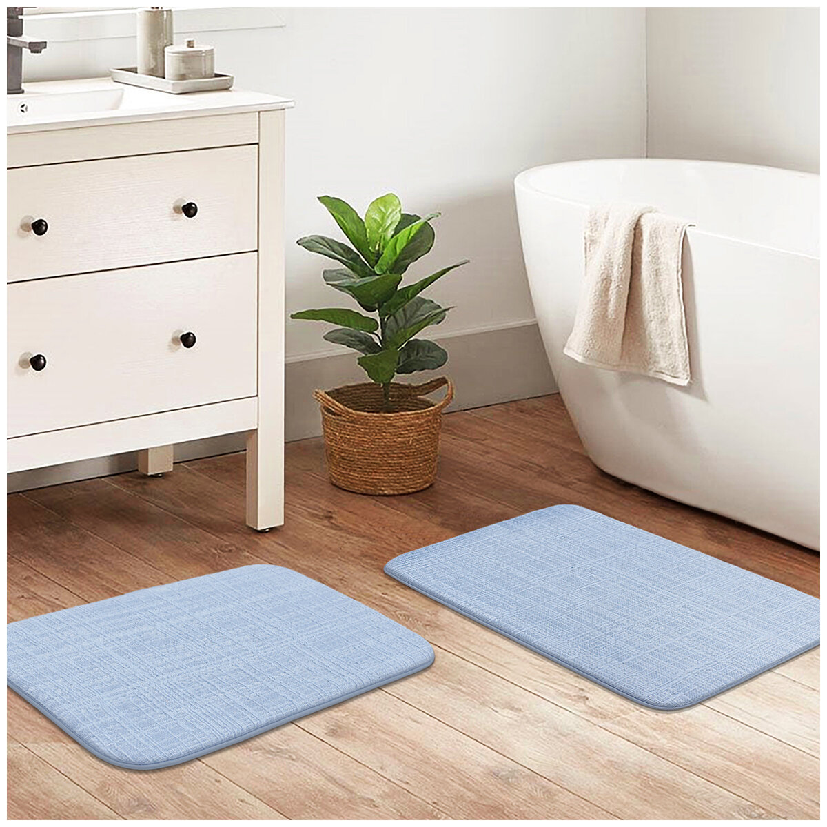 Mineral Spring Cotton Memory Foam Bathmat 2 pack