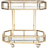 Cafe Lighting Brooklyn Mirrored Bar Cart Gold