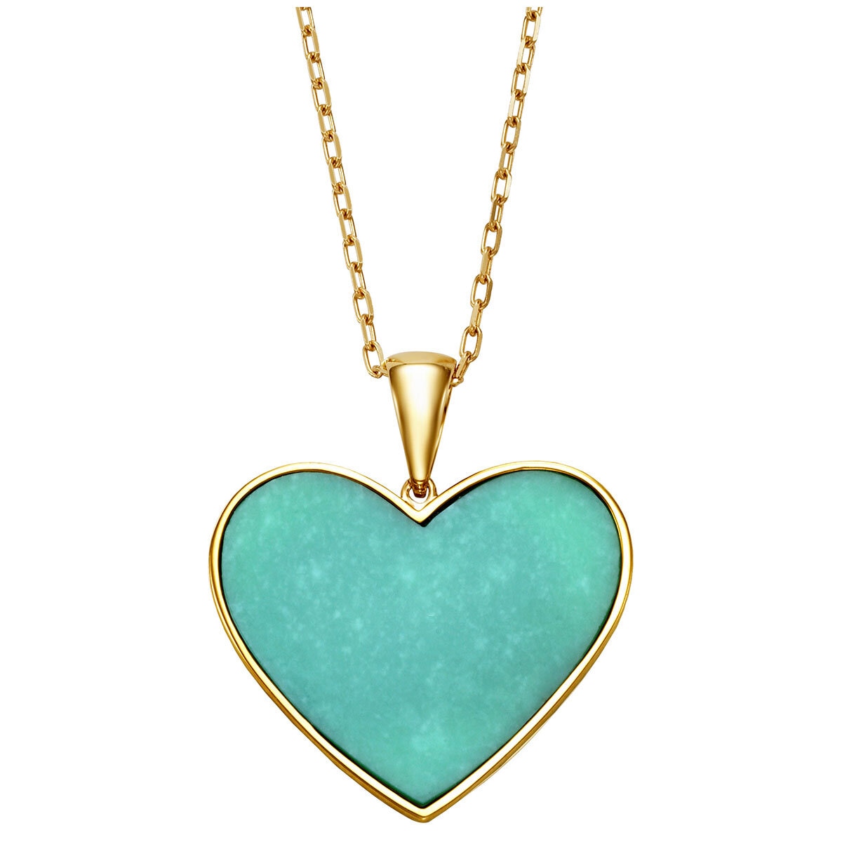 14KT Yellow Gold Turquoise Heart Pendant Necklace